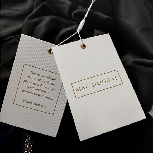 Mac Duggal Formal Evening Gown Women's Size 14W Black Beaded Maxi Dress Wedding - Picture 12 of 12